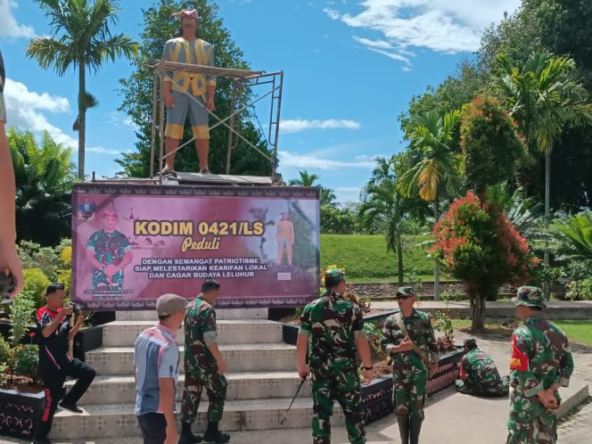 
 Dandim 0421/Ls Meninjau Langsung Proses Renovasi Patung Raden Inten II