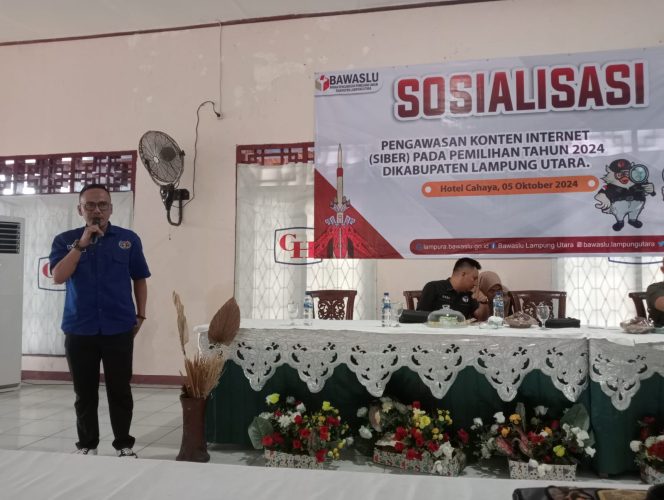 
 Evicko Guantara Ketua PWI Lampung Utara Memberikan Materi Tentang Peran Media Dalam Pilkada Kepada Anggota Panitia Pengawas Kecamatan Se -lampung Utara